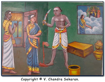 Murugammaiyar having her hand cut off by her husband
